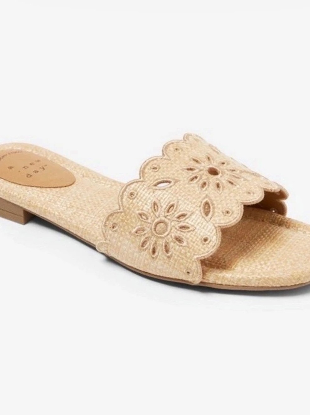 a new day Cecile Slide Sandals Laser-Cut Slide Sandals Tan US 7 NWT